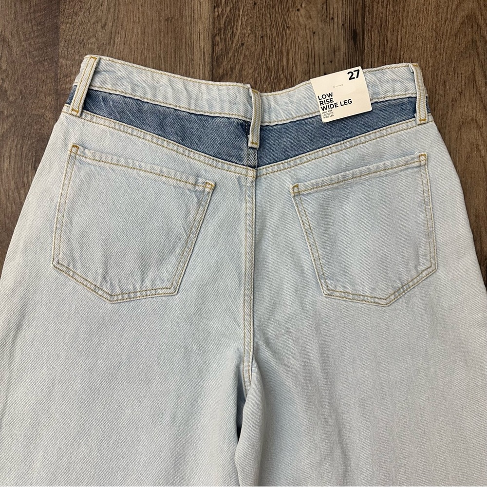 FOREVER 21 Premium Low Rise Wide Leg Distressed 100% Cotton Denim Jeans Size 27 - Picture 5 of 6